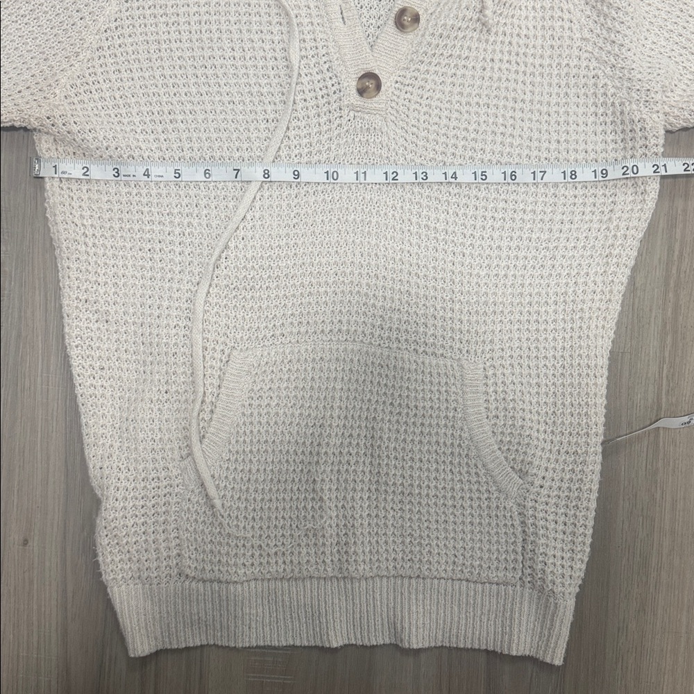 Staccato Ivory Cable Knit Sweater Hoodie.  Sz L - Picture 7 of 11